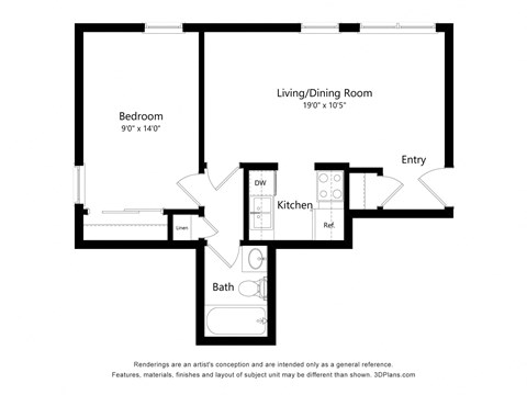 1 bed 1 bath A at Ames Lake Neighborhood Apartments, St. Paul, MN